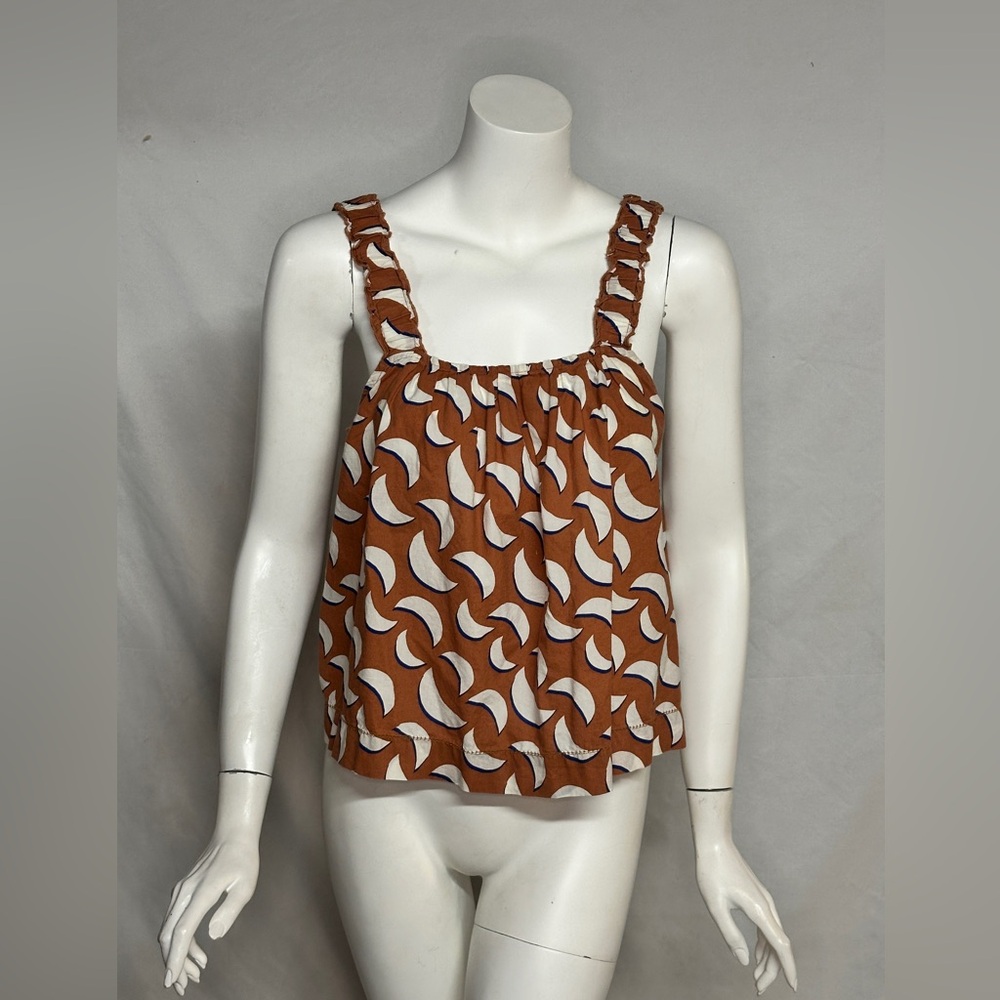 Lilla P Small Brown and White Patterned Women's Tank Top